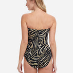 Wild Life Bandeau Swimsuit - Brown - Simply Beach UK