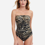 Wild Life Bandeau Swimsuit - Brown - Simply Beach UK