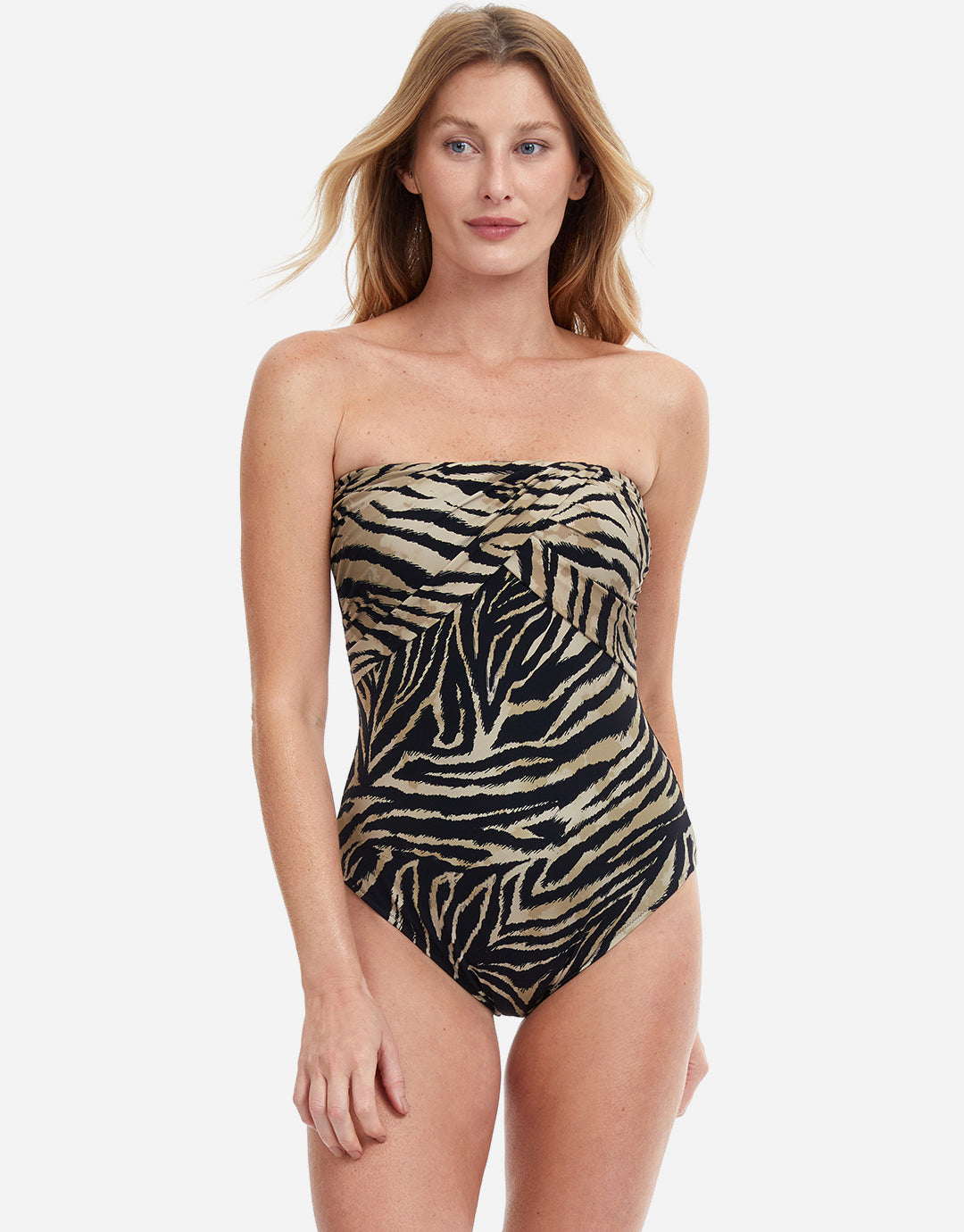 Wild Life Bandeau Swimsuit - Brown - Simply Beach UK