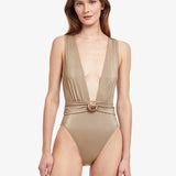 White Sands Plunge Swimsuit - Gold - Simply Beach UK