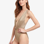 White Sands Plunge Swimsuit - Gold - Simply Beach UK