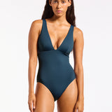 Jetset Smooth Plunge Swimsuit - Midnight Teal