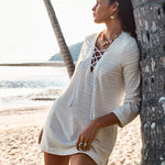 Sea Level Horizon Lace Up Dress - White - Simply Beach UK
