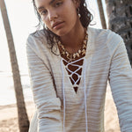 Sea Level Horizon Lace Up Dress - White - Simply Beach UK