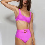 Bamboo Solids Cropped Tank Bikini Top - Intense Pink - Simply Beach UK