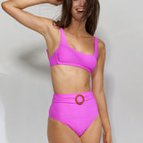 Bamboo Solids Cropped Tank Bikini Top - Intense Pink - Simply Beach UK