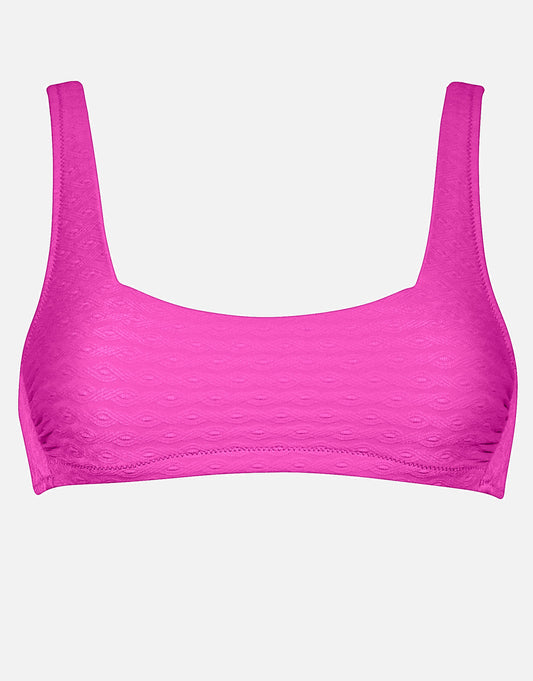 Bamboo Solids Cropped Tank Bikini Top - Intense Pink - Simply Beach UK