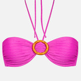 Bamboo Solids Bandeau Bikini Top - Intense Pink - Simply Beach UK