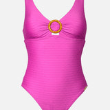 Bamboo Solids Ring Front Swimsuit - Intense Pink - Simply Beach UK