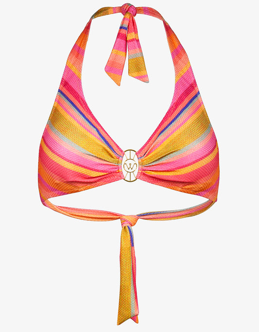 Dopamine Stripe Halter Bikini Top - Dopamine Brights - Simply Beach UK