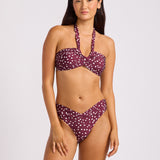 Dolce Dot Twist Band Mini Hipster Bikini Pant - Dark Burgundy