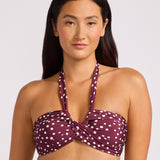 Dolce Dot Halter Bandeau Bikini Top - Dark Burgundy