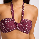 Dolce Dot Halter Bandeau Bikini Top - Dark Burgundy