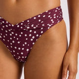 Dolce Dot Twist Band Mini Hipster Bikini Pant - Dark Burgundy