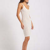 Crochet V-Neck Midi Dress - Ecru