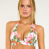 Tahiti Maho Push Up Bikini Top - Blanc Floral - Simply Beach UK