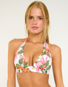 Tahiti Maho Push Up Bikini Top - Blanc Floral - Simply Beach UK