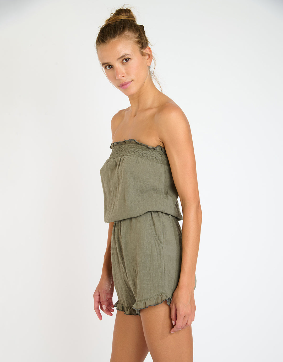 Banana Moon Tafalia Wayan Bandeau Playsuit - Kaki - Simply Beach UK