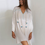 Kaftan Tunic - White and Blue - Simply Beach UK