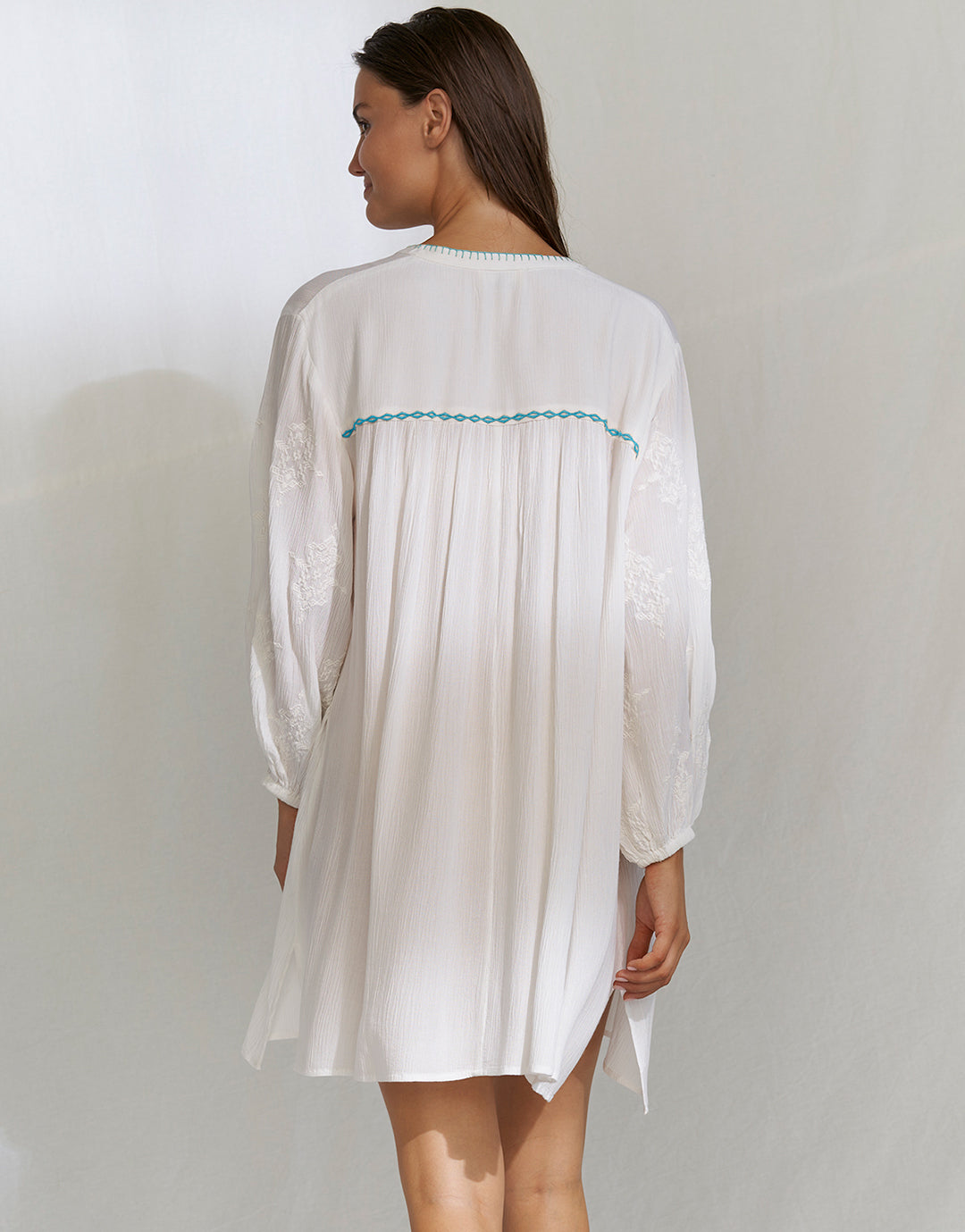 Kaftan Tunic - White and Blue - Simply Beach UK