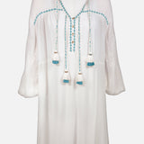 Kaftan Tunic - White and Blue - Simply Beach UK