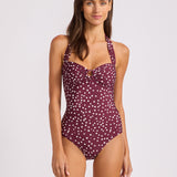 Dolce Dot Halter Neck Bandeau Swimsuit - Dark Burgundy
