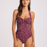 Dolce Dot Halter Neck Bandeau Swimsuit - Dark Burgundy