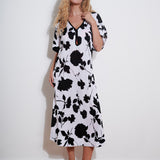 Florascape Caftan - Cream Black