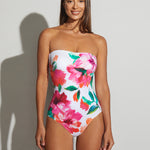 Dahlia B Cup Bandeau Swimsuit - Pink Floral - Simply Beach UK