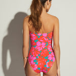 Floreale Bandeau Swimsuit - Pink - Simply Beach UK