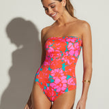 Floreale Bandeau Swimsuit - Pink - Simply Beach UK