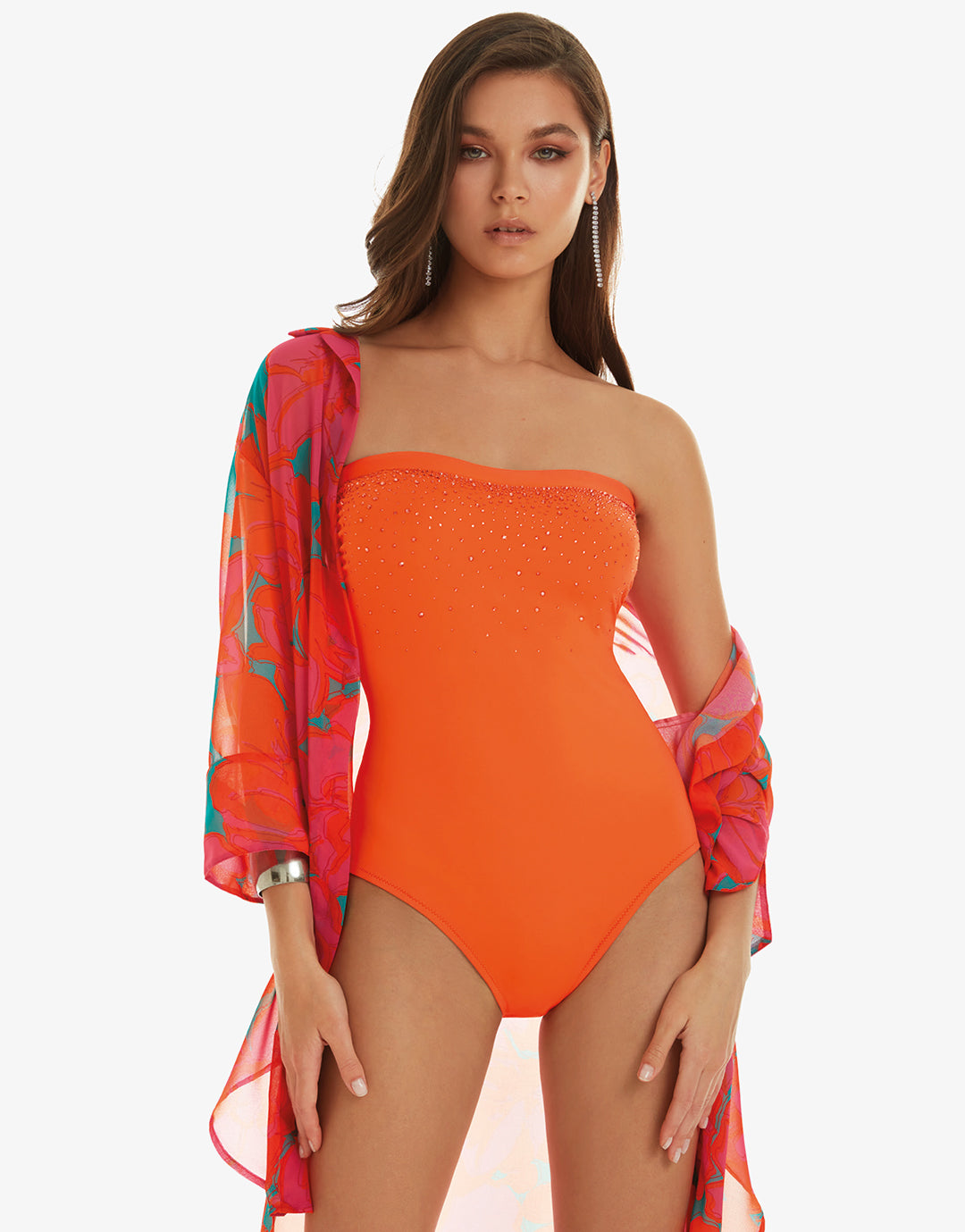 Cristal Bandeau Swimsuit - Orange - Simply Beach UK