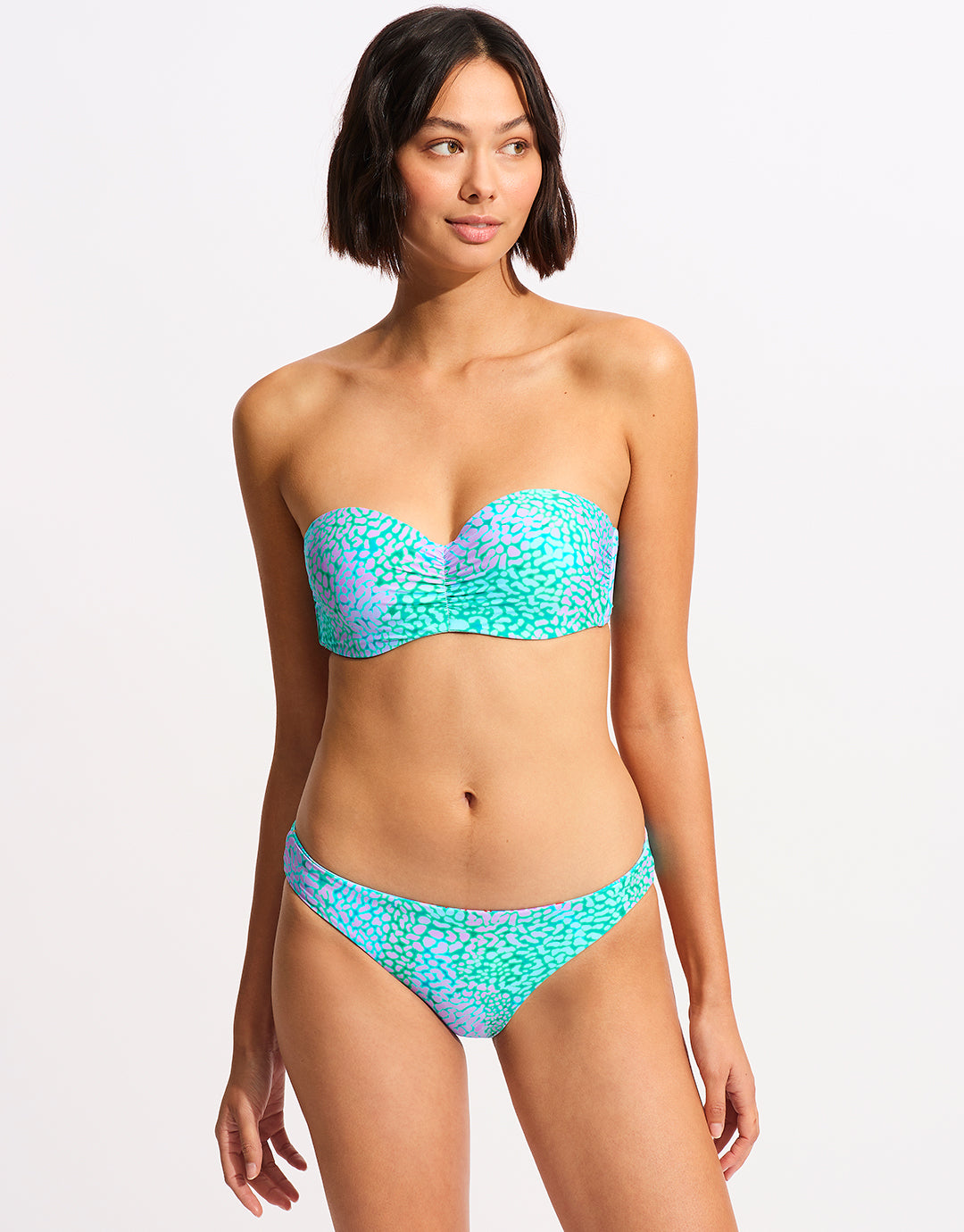 Sea Skin Bustier Bandeau Bikini Top - Vivid Green - Simply Beach UK