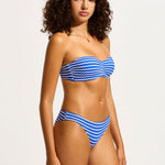 Mesh Effect Bustier Bandeau Bikini Top - Azure - Simply Beach UK