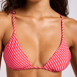 Retro Reef Reversible Slide Tri Bikini Top - Tomato Red