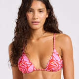 Retro Reef Reversible Slide Tri Bikini Top - Tomato Red