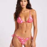 Retro Reef Reversible Slide Tri Bikini Top - Tomato Red