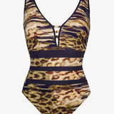 Edge V Neck Swimsuit - Tiger Camo - Simply Beach UK
