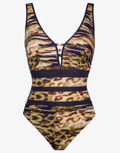 Edge V Neck Swimsuit - Tiger Camo - Simply Beach UK