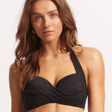 Collective Twist Soft Cup Halter Bikini Top - Black - Simply Beach UK