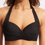 Collective Twist Soft Cup Halter Bikini Top - Black - Simply Beach UK