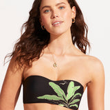 Palm Paradise Bustier Bandeau Bikini Top - Black - Simply Beach UK