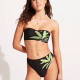Palm Paradise Bustier Bandeau Bikini Top - Black - Simply Beach UK