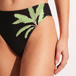Palm Paradise High Rise Bikini Pant - Black - Simply Beach UK