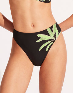 Palm Paradise High Rise Bikini Pant - Black - Simply Beach UK
