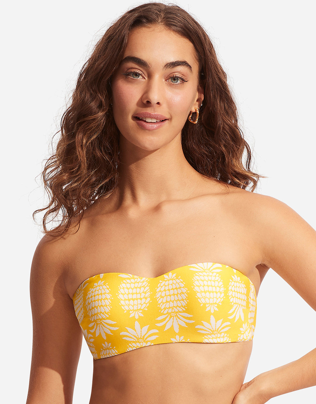 Corsica Bustier Bandeau Bikini Top - Citron - Simply Beach UK