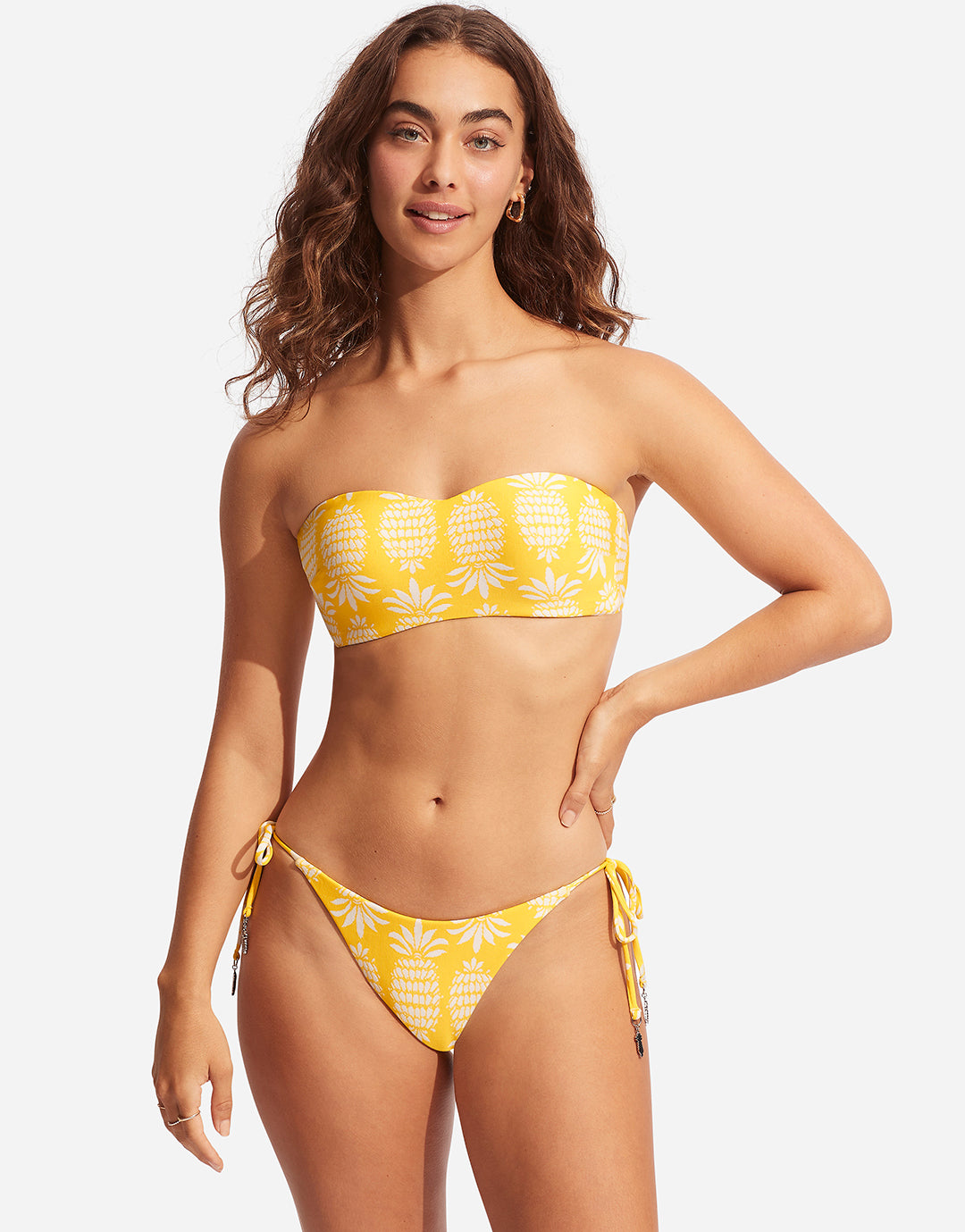 Corsica Bustier Bandeau Bikini Top - Citron - Simply Beach UK