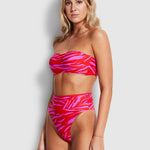 Skin Deep Roll Top Rio Bikini Pant - Mandarin Red - Simply Beach UK