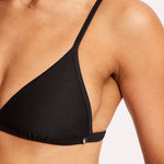 Essentials Fixed Tri Bikini Top - Black - Simply Beach UK