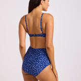 Dolce Dots Ruched Band High Waist Bikini Pant - Classic Navy
